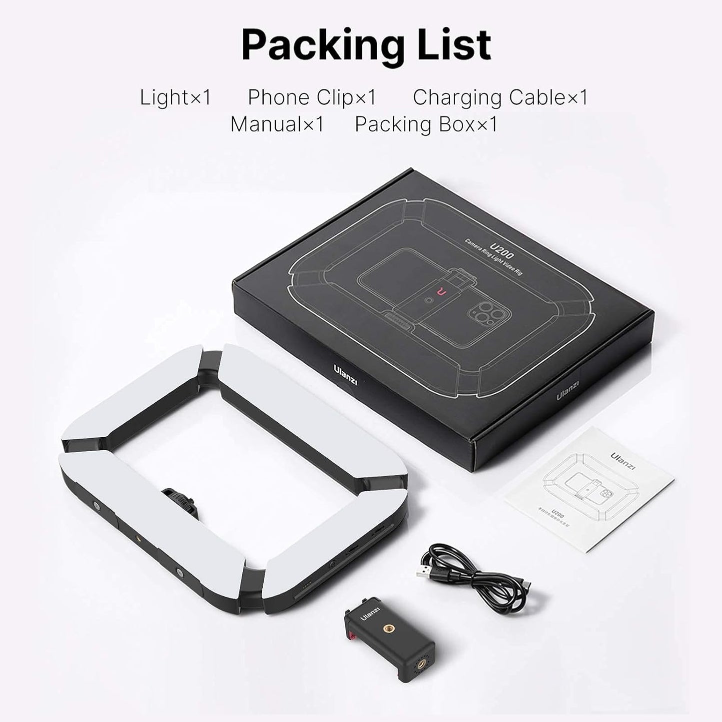 Aro de Luz LED RECTANGULAR RECARGABLE PARA VIDEOS Y FOTOS