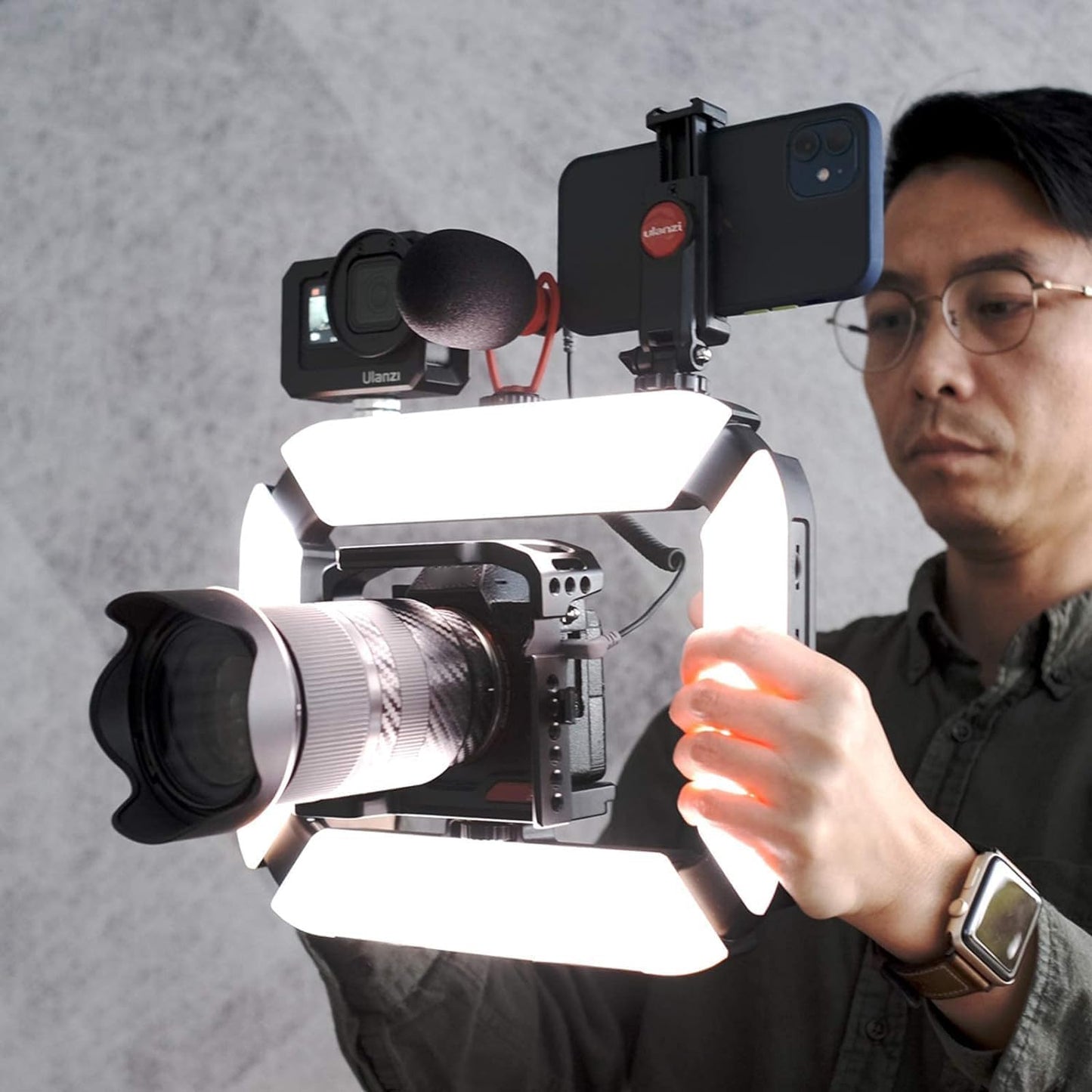Aro de Luz LED RECTANGULAR RECARGABLE PARA VIDEOS Y FOTOS