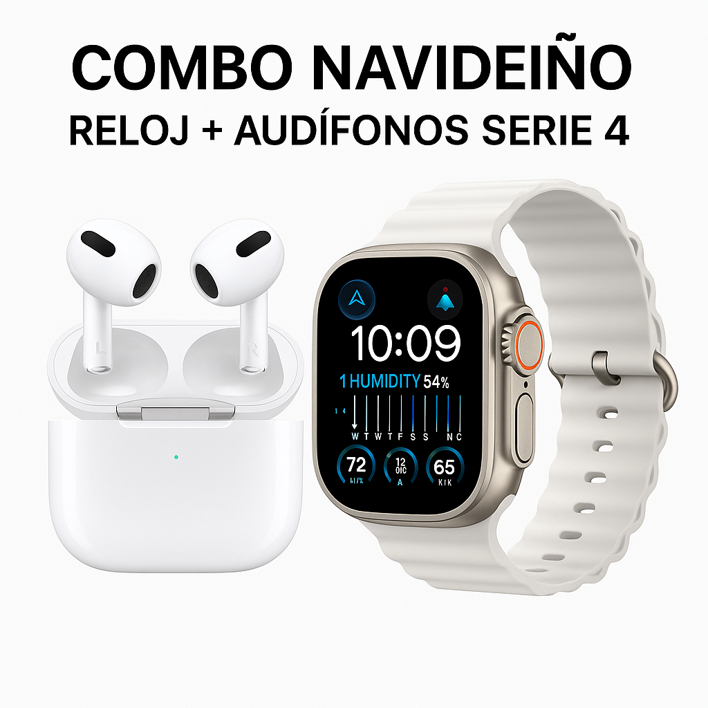 COMBO SMARTWATCH +AIRPODS SERIE 4 | TU COMBO NAVIDEÑO